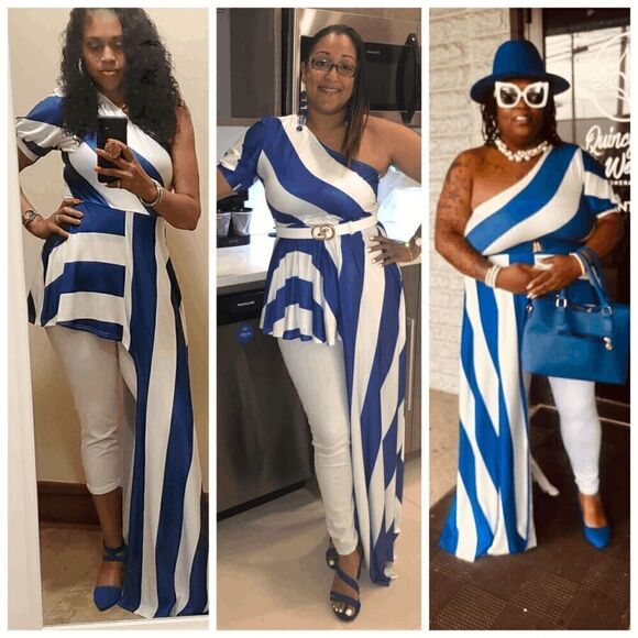 Striped One Shoulder Asymmetrical High Low Ruffle Peplum Top Tunic NEW SIZE S - Picture 5 of 16